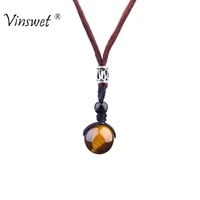 trendy natural stone obsidian tiger eye onyx necklaces jewlery for women men beads ball transfer lucky gift
