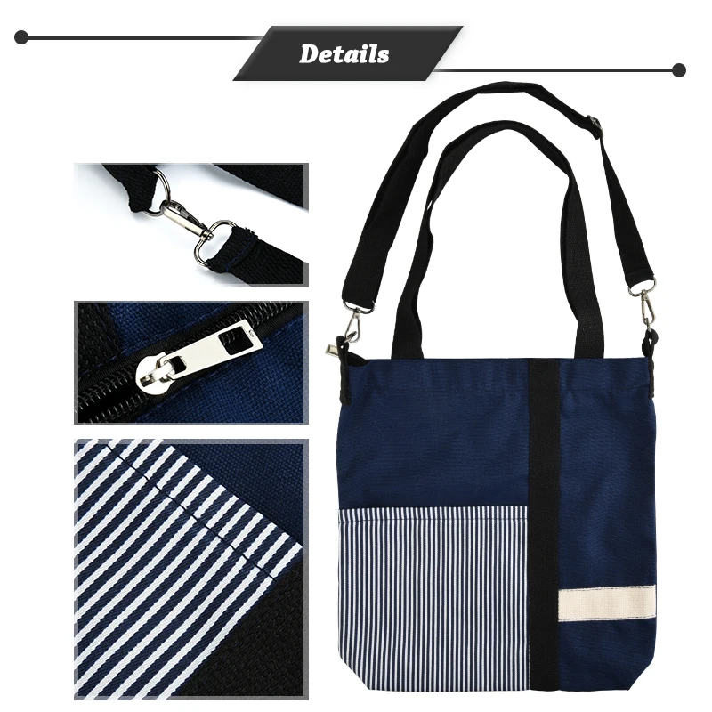 

Fecilia 2021 Fashion Stitching Stripes Canvas Bag Women Shoulder Bag Zipper Crossbody Bag Durable Shopping Tote Handbags