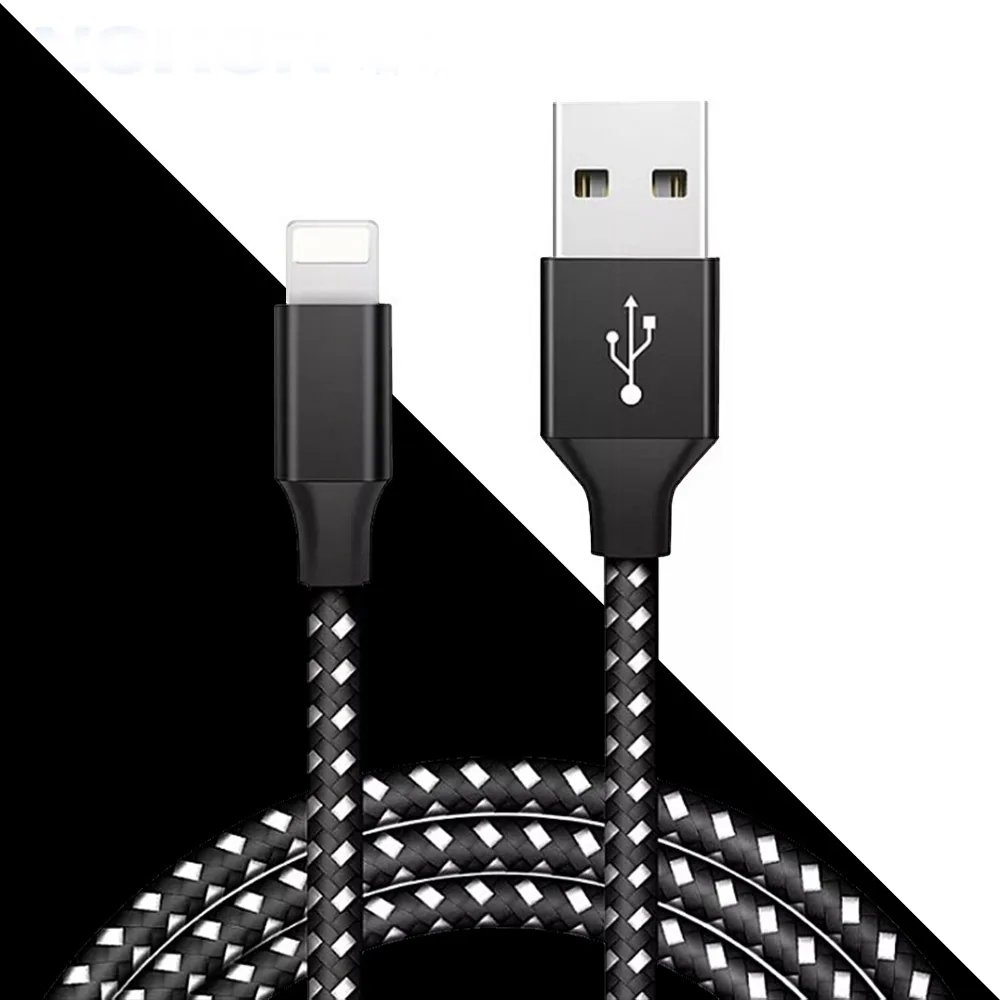 Нейлоновый шнур для быстрой зарядки 8 Pin IPhone X XR 7 6 XS Plus IPad Mini IOS 9 10 Lighting зарядный