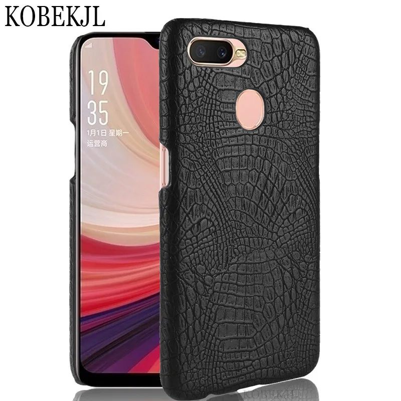 Для OPPO A7 чехол Роскошный PU кожаный крокодиловый твердый пластиковый на заднюю