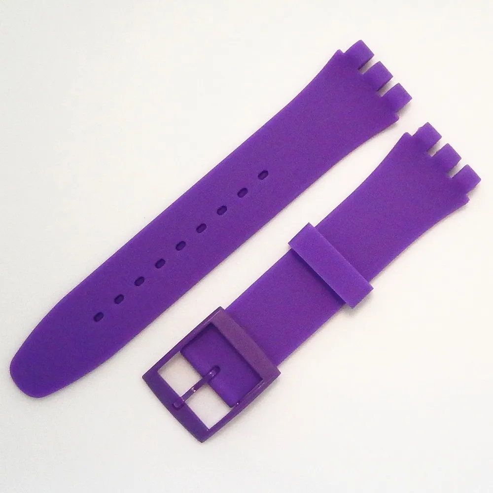 Purple Резиновый силиконовый ремешок для наручных часов Swatch 16 мм 17 мм 19 мм 20 мм аксессуары для наручных часов - Цвет: Purple