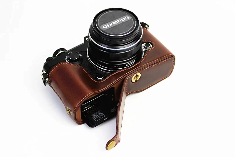 Модный чехол для камеры Olympus pen f penf из искусственной кожи с отверстием батареи|camera