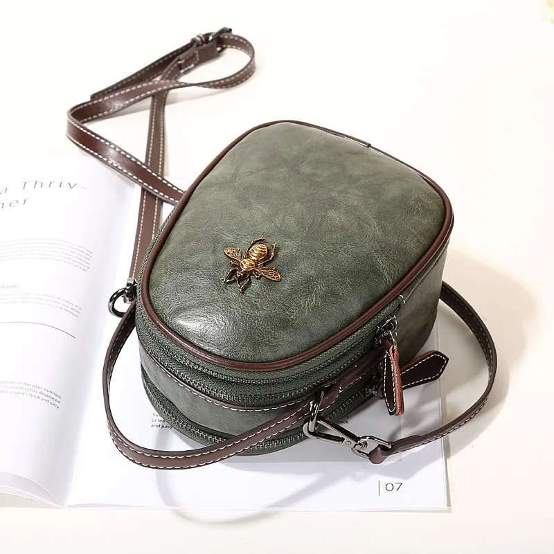 Women Bags Genuine Leather Shoulder Bag Crossbody Famous Brand Tote Handbag Cute Small Fashion Shopping Bag with Bear Pendant