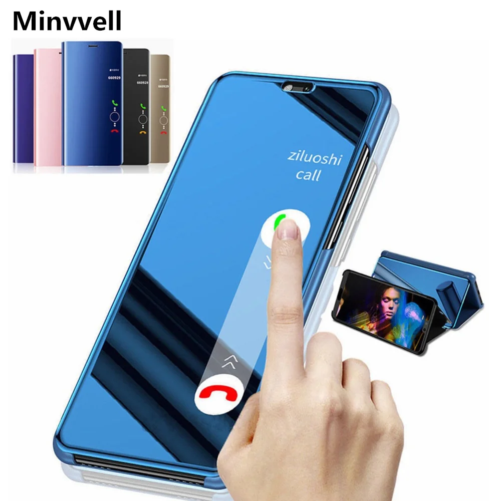 Умный зеркальный чехол для Huawei P20 Pro P10 P8 P9 Lite 2017 кожаный флип Y7 Prime 2018 Honor 9 P