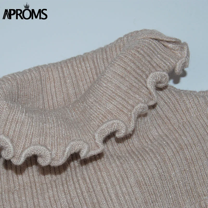 Aproms белая водолазка Bodycon свитера Для женщин, пуловеры Slim Fit Street трикотаж вязаный тянуть Femme джемпер