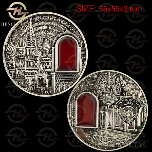 55 мм 2012 Палау минеральное Искусство серии русский Москвой Кремль IV монета здание