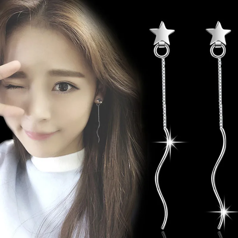 Новинка 2018 женские длинные серебряные серьги с кисточками ювелирные изделия