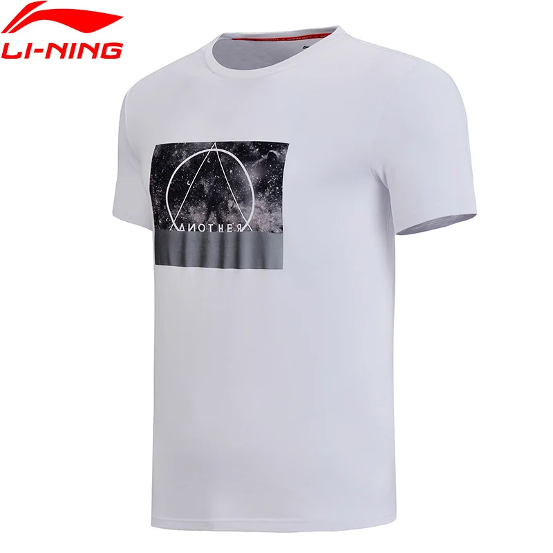 Li-Ning Мужская трендовая трикотажная футболка 63% хлопок 37% полиэстер дышащая подкладка Спортивная футболка светоотражающий принт Топы AHSN177 MTS2743