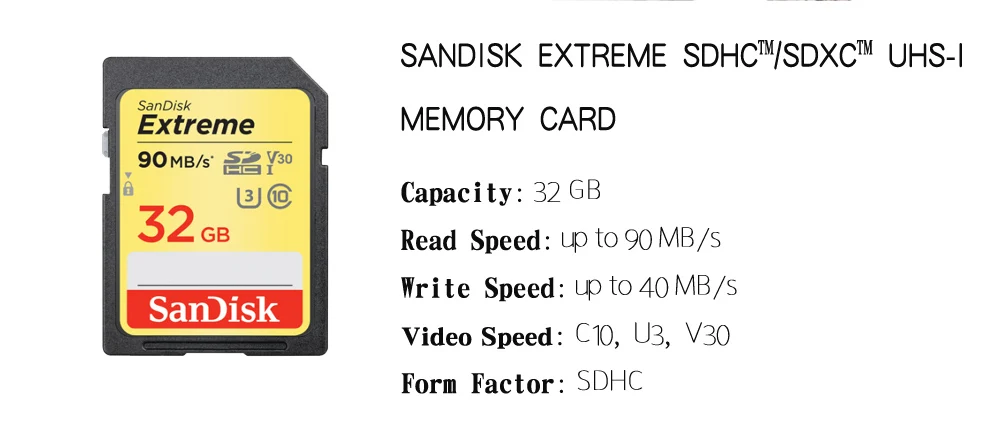 Двойной Флеш-накопитель SanDisk Memory Card Extreme SDXC SD Card 64 Гб 128 C10 U3 V30 150 МБ/с. читать Скорость UHS-I карты флэш-памяти 32 Гб 90 МБ/с. для Камера