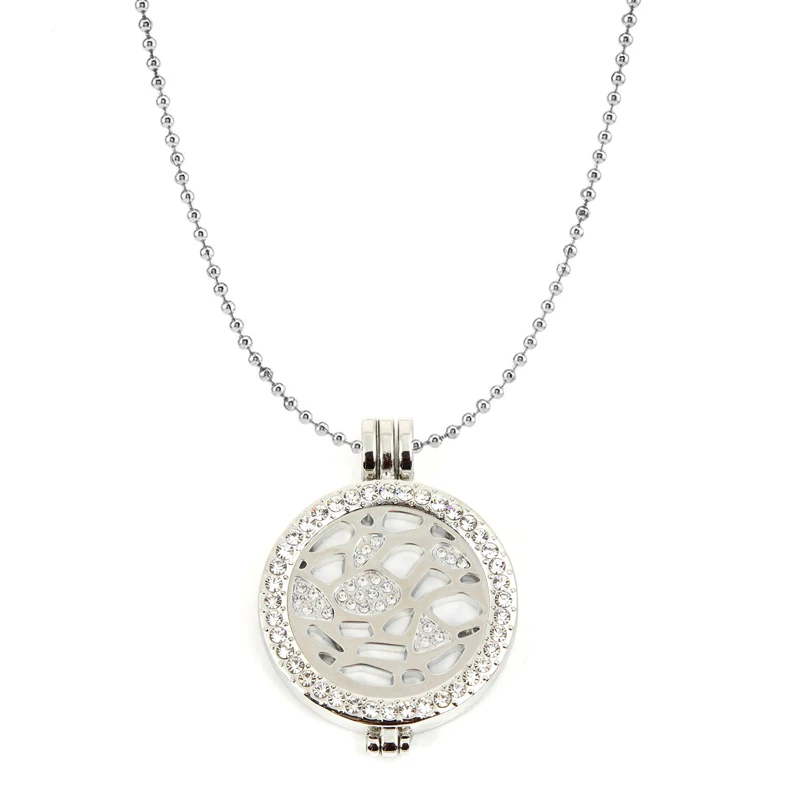 Ожерелье с кулоном Моя монета 35 мм кристаллами 33 и шариковой цепочкой 80 см