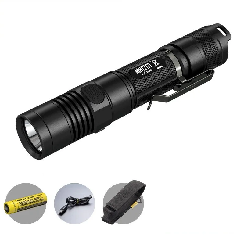 NITECORE MH12GT USB Перезаряжаемые фонарик CREE XP-L HI V3 луч бросать 320 метр портативный уличный фонарик+ 18650 3400 мАч батарея