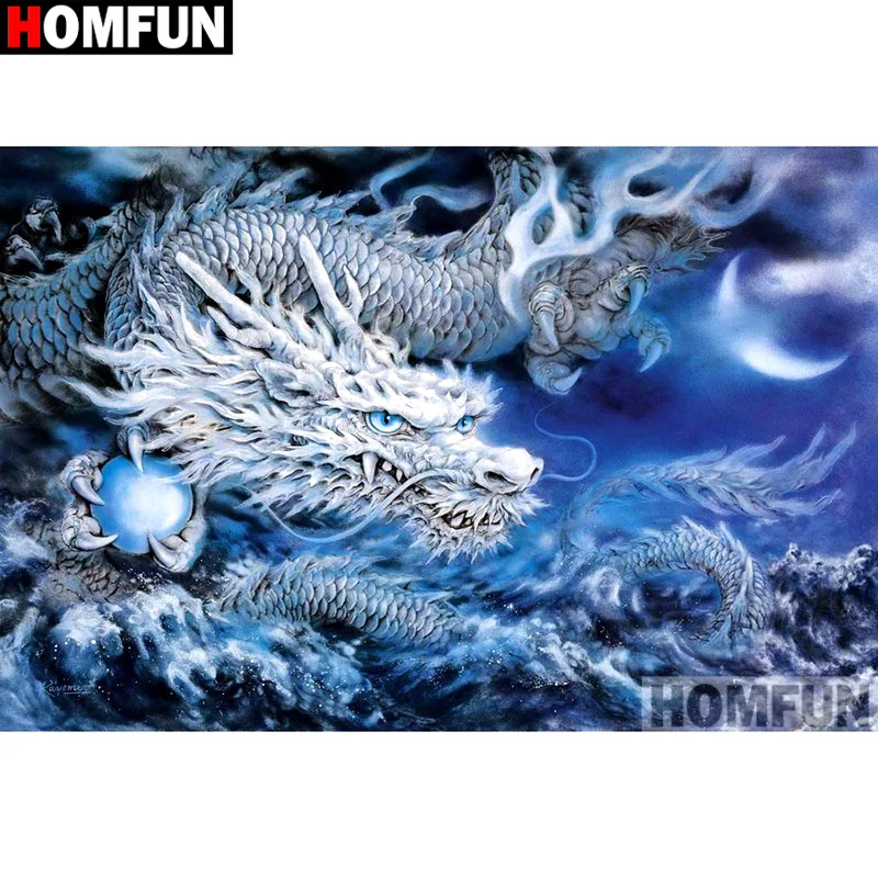 

HOMFUN Full Square/Round Drill 5D DIY Diamond Painting "Dragon scenery" Embroidery Cross Stitch 5D Home Decor Gift A17048