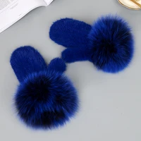 miara l wholesale colorful mink gloves hand knitted mittens thickened warm winter fox fur gloves