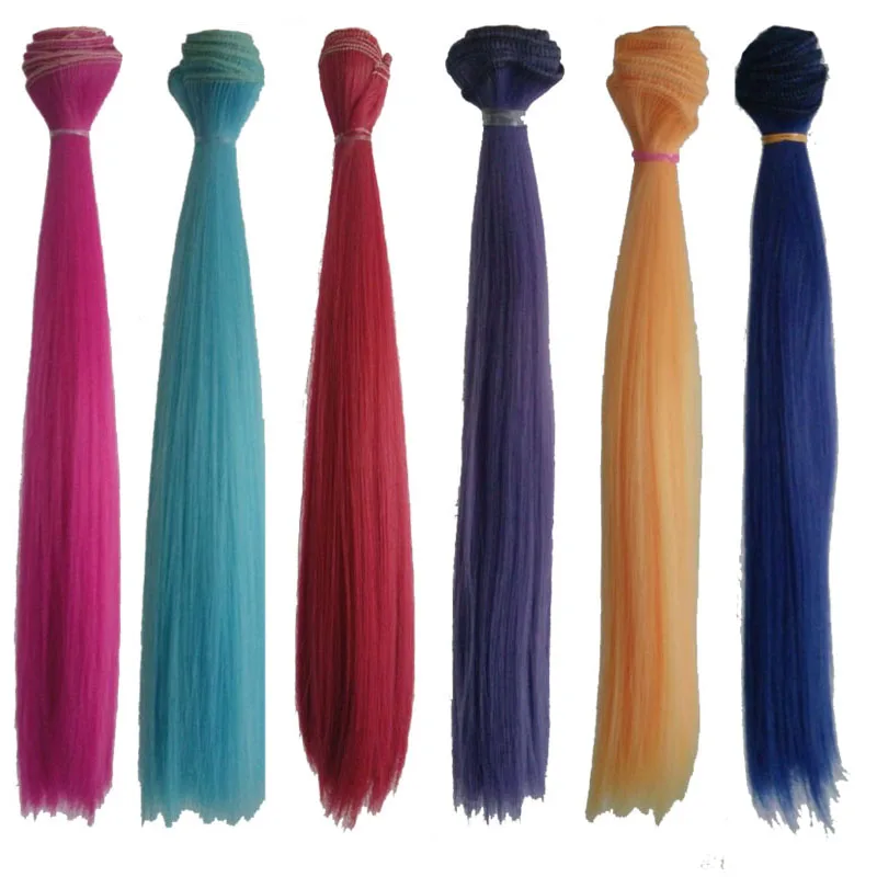 

6PCS/LOT Hot Sale DIY BJD Wig Hair Colored Straight Doll Hair 25CM