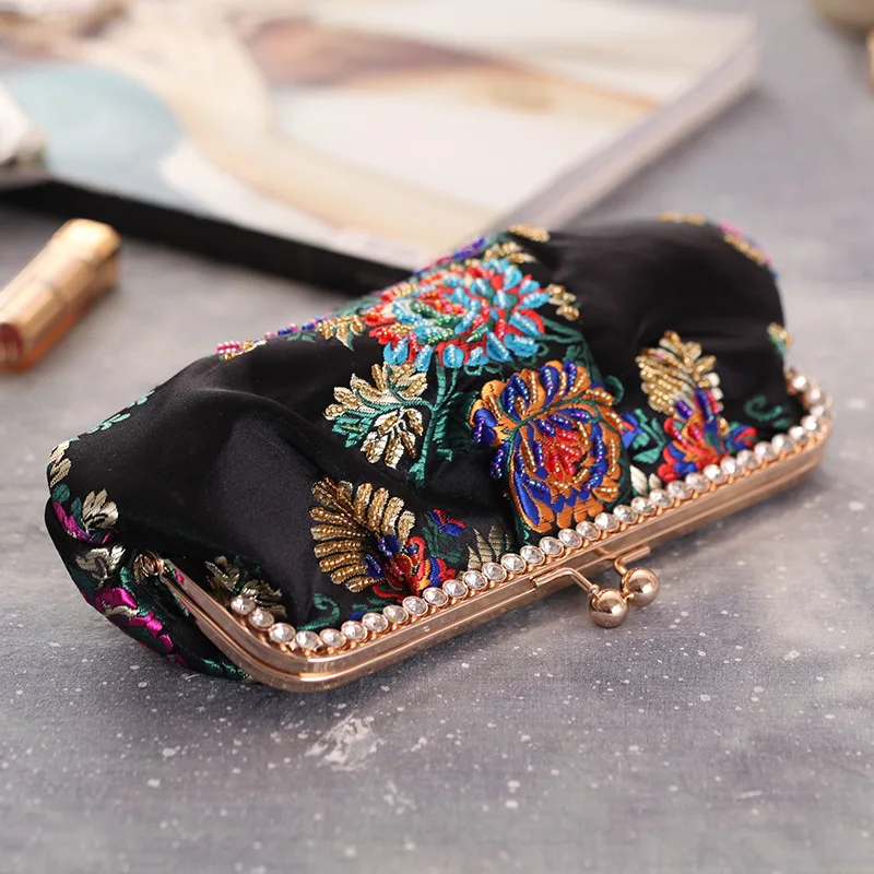 Мини кошелек ручной работы с вышивкой женская вечерняя сумка клатч bolsa feminina