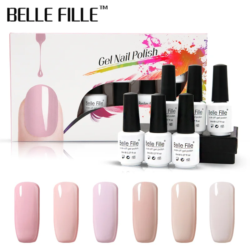 Belle Fille 8 мл гель лак для ногтей набор розовый цвет Soak Off Gel лаки 6 шт./лот Vernis полу