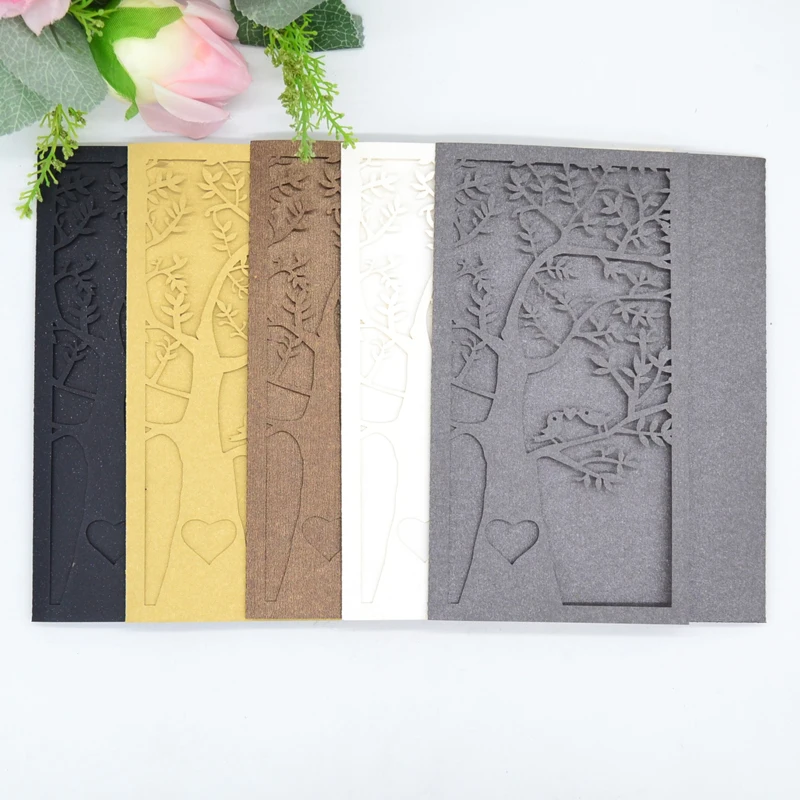Tri-fold tree type wedding invitation luxury card laser cut | Дом и сад