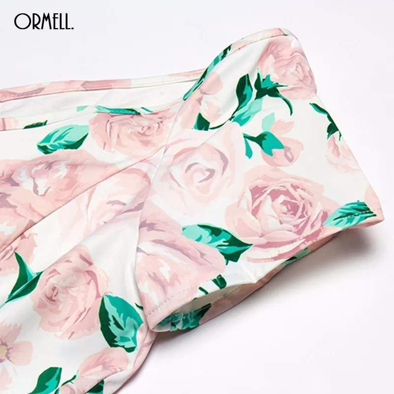 Женское платье с цветочным принтом ORMELL винтажное открытыми плечами лето 2019|women