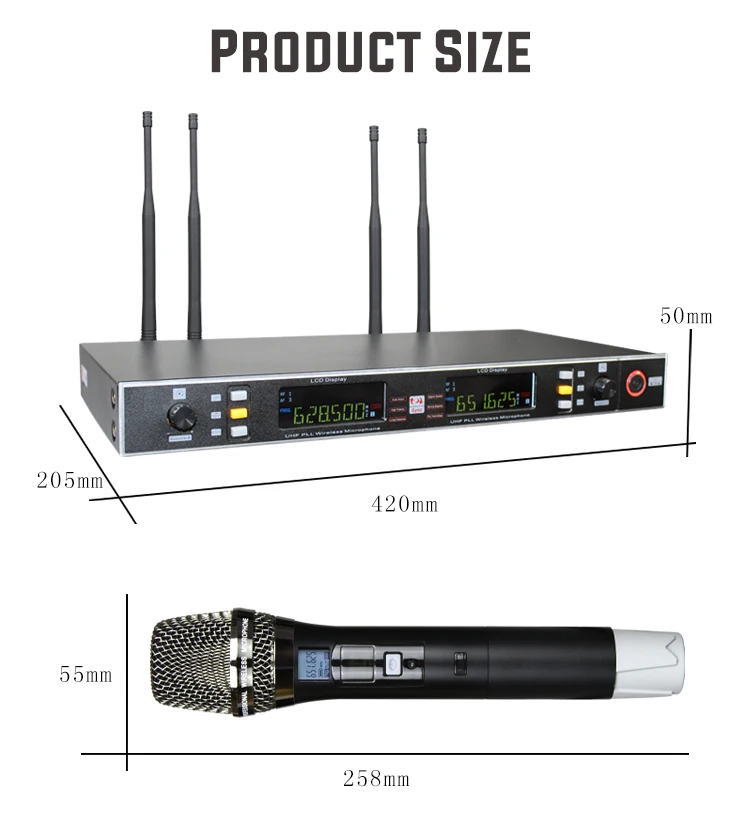 Профессиональный портативный беспроводной микрофон UHF высокого качества