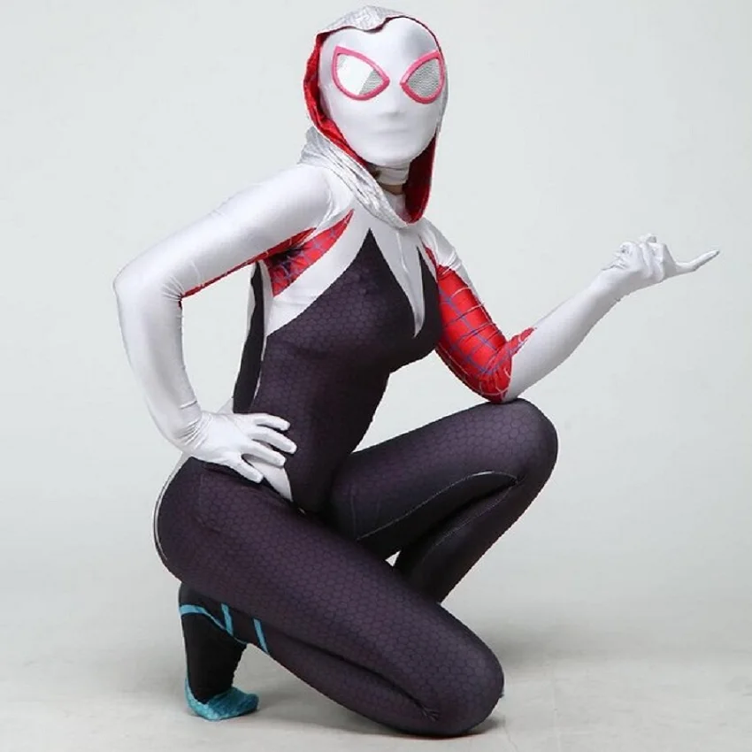 3D принт костюм паук Гвен Стэйси полиэфирное волокно Zentai Человек-паук костюм для Хэллоуина Косплей Женский костюм паука анти-Веном