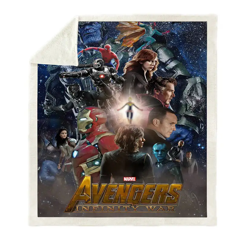 Одеяло с 3D-принтом супергероя Мстителей шерпа диван одеяло покрывало постельное