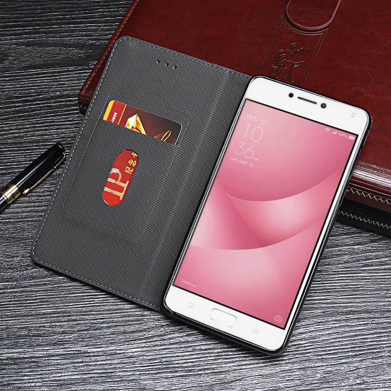 For Asus ZC520KL Case Retro Rivet PU Leather Flip Stand Wallet Phone Coque Cover for Zenfone 4 Max Accessories | Мобильные телефоны