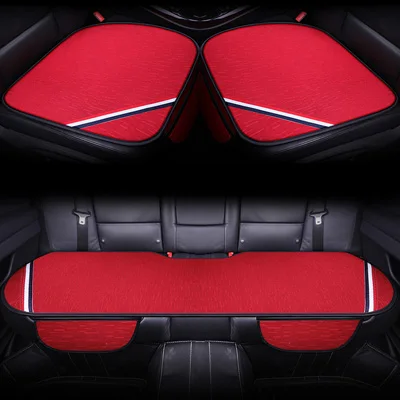 Red 1 set Универсальный чехол для автомобильных сидений Подушка четыре сезона дышащий передний задний льняной протектор коврик авто украшение интерьера - Название цвета: Red 1 set