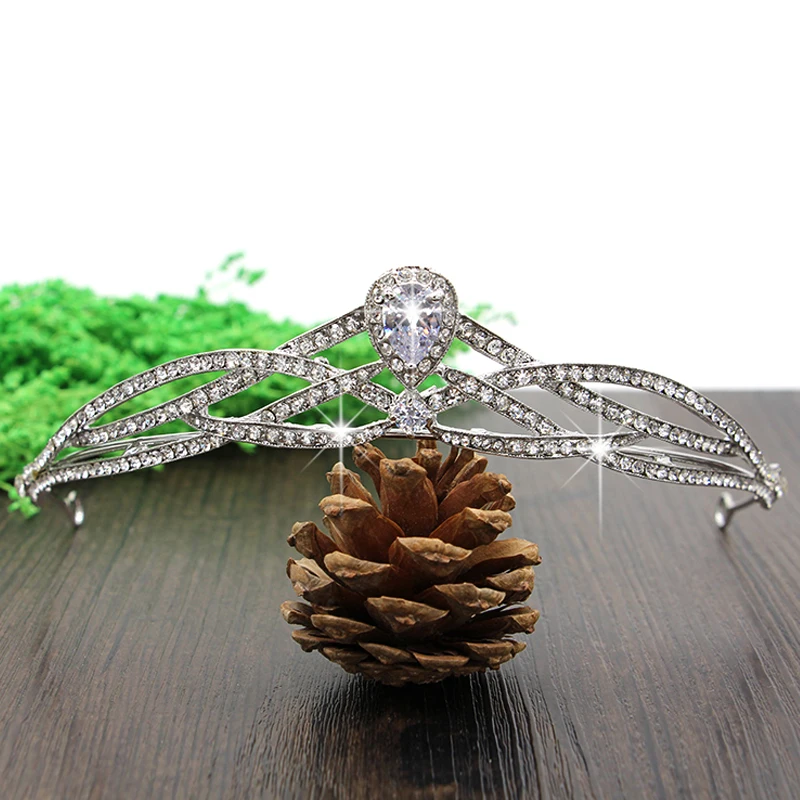 Bella moda elegante grande flor de cabeca de cristal austriaco Tiara cabelo joias para o presente