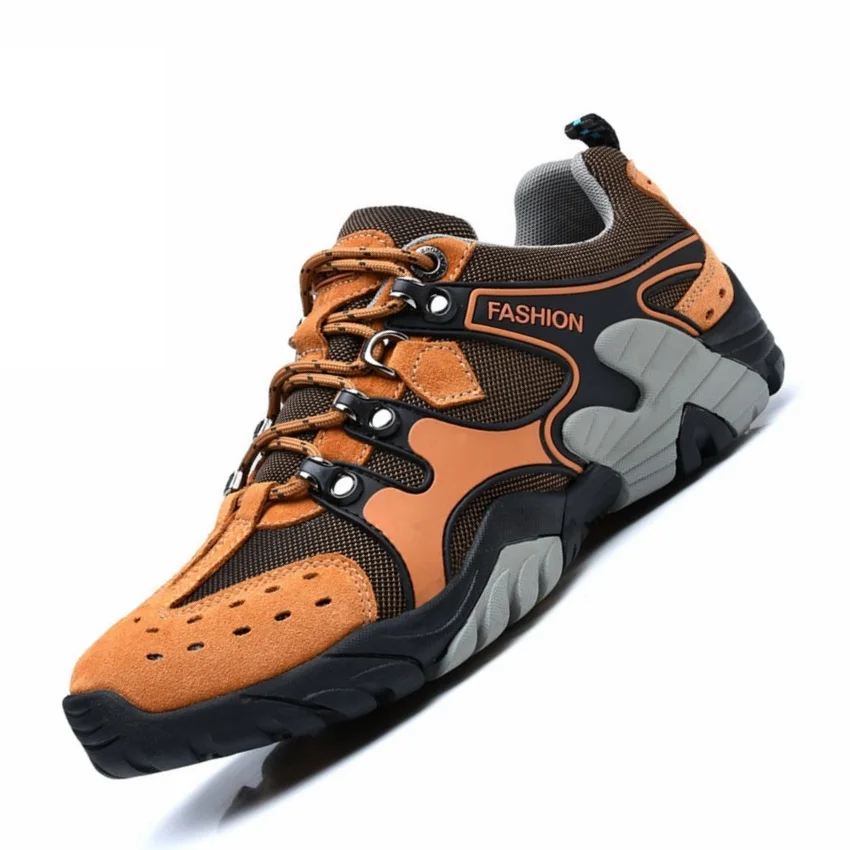 

Outdoor Men Sport Hiking Shoes Breathable Genuine Leather Men Outdoor Travel Camping Trekking Training Shoes Hiking Sneakers Men