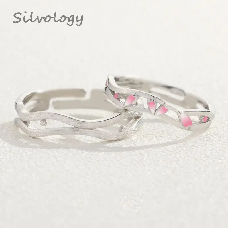 Серебряные кольца для влюбленных Silvology оригинальные из стерлингового серебра 925