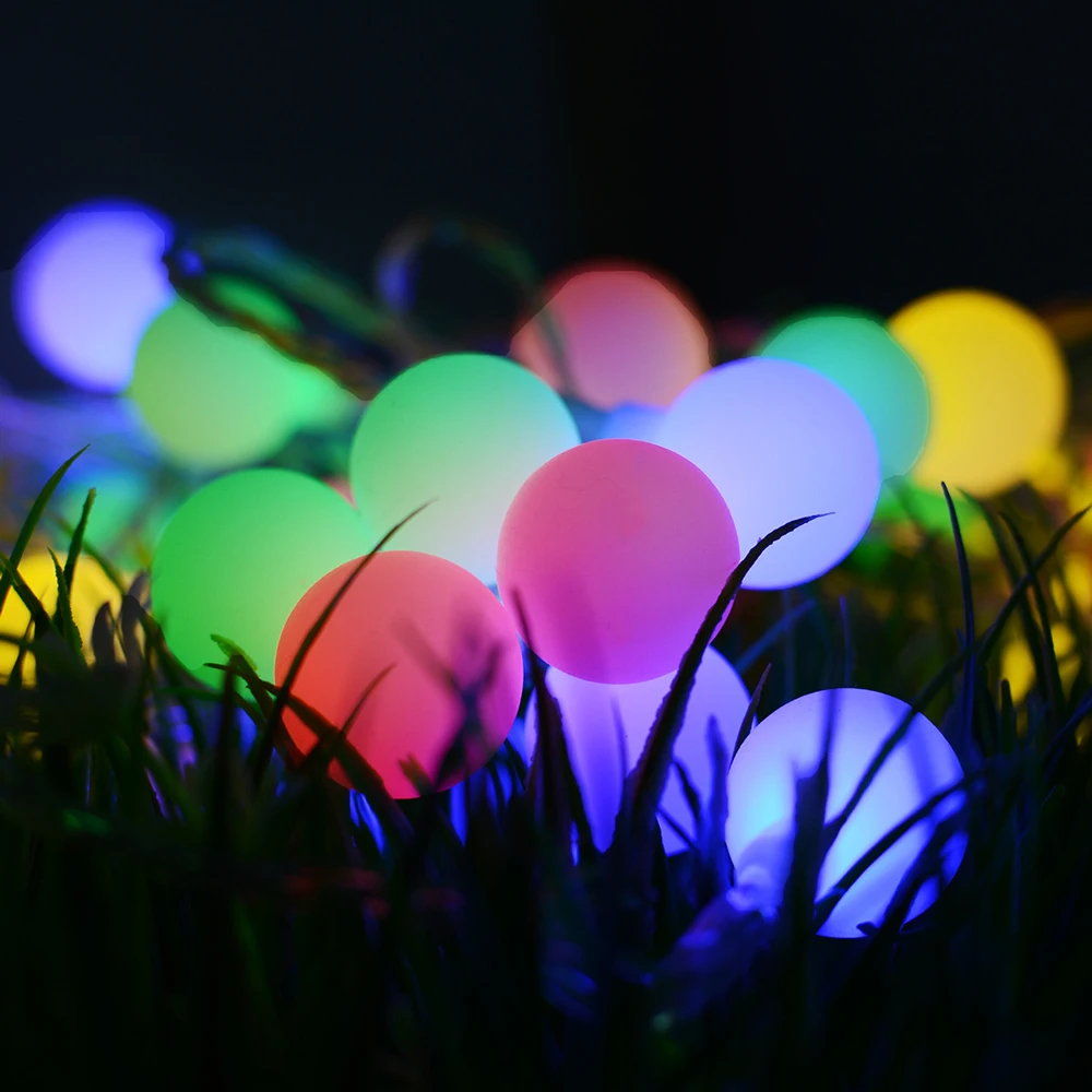 HUSUYUHU 50 LED Солнечная энергия Шаровые струнные огни Глобус водонепроницаемый