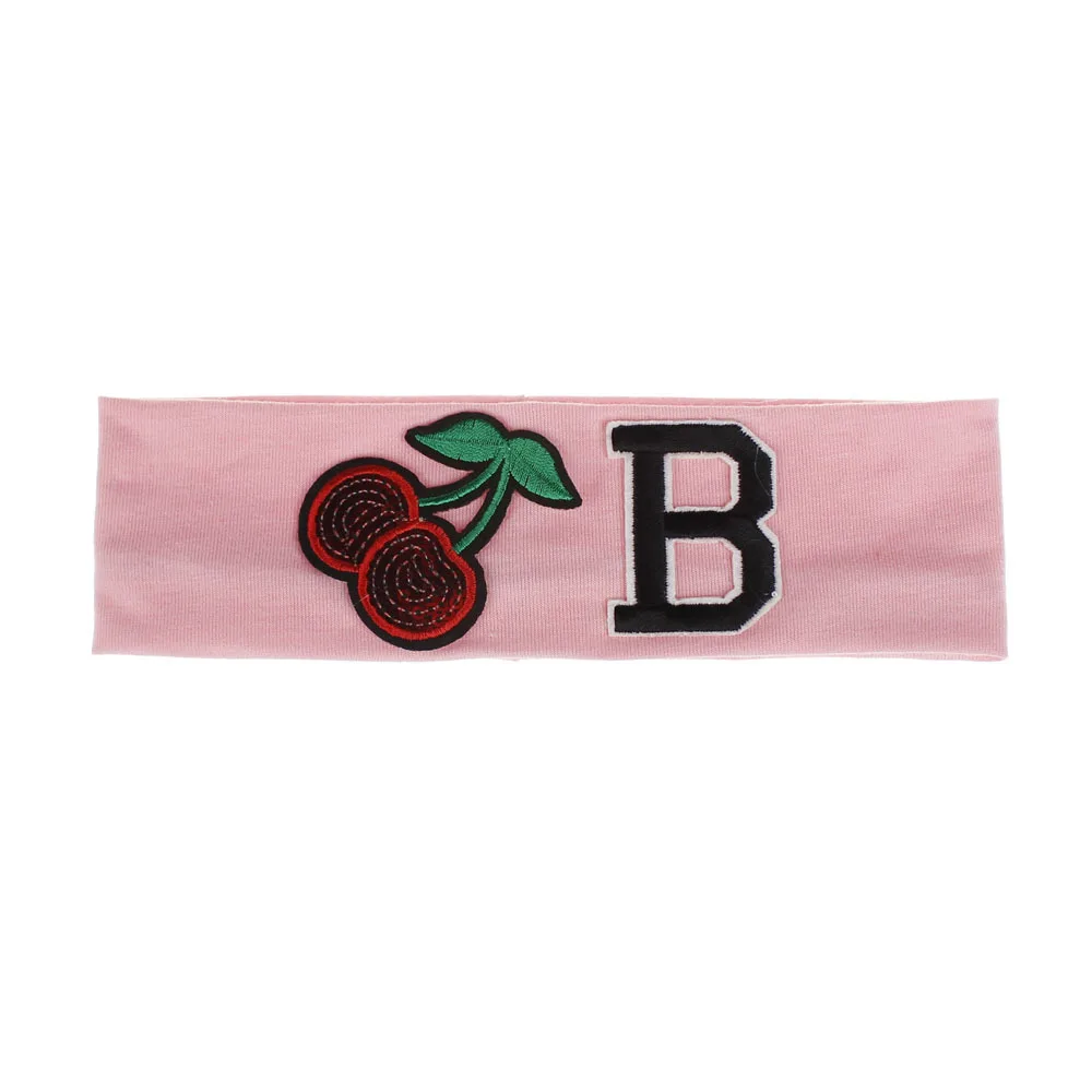 Pink B Geebro/Летний Повседневный шейный платок вишневого цвета для мальчиков и девочек детская лента для волос хлопковый головной убор милые эластичные детские аксессуары для волос DQ714 - Цвет: Pink B