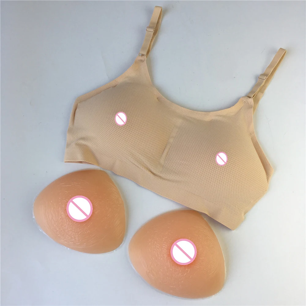 500g A cup boobs crossdresser fake breast form silicone prosthesis with high elasticity bra fit chest 68~98 cm