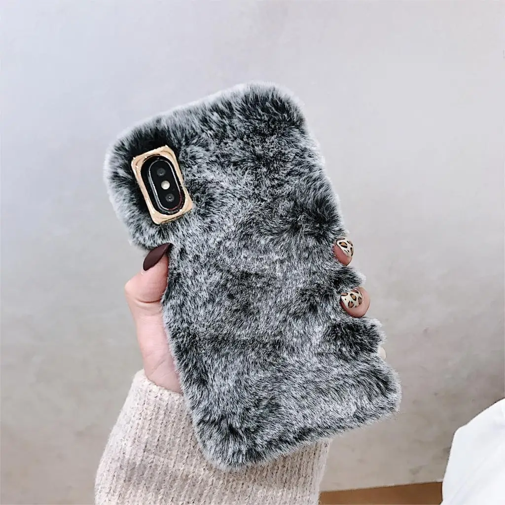 Dark Grey Чехол Rabbit P smart Plus для Huawei P30 Lite P20 Pro P10 Plus P8 P9 Lite P9 Lite Mini Enjoy 7 7S плюшевый чехол в полоску - Цвет: Dark Grey