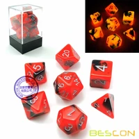 bescon two tone glow in the dark polyhedral dice set hot rocks luminous rpg dice set d4 d6 d8 d10 d12 d20 d brick box pack