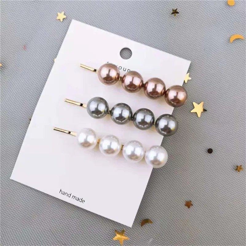 

Women Girls Pearl Hair Clips Korean Sweet Hairpins Barrette Bobby Pin Ladies Simple Metal Hairgrip Headwear Hair Accessories