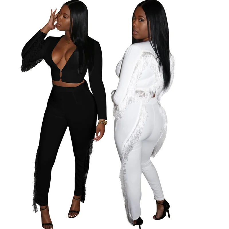 Осень 2019 сексуальный женский костюм из двух предметов блейзер и брюки-карандаш