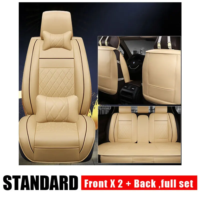 stard front and rear Универсальные чехлы для сидений автомобиля из искусственной кожи для seat LEON Ibiza Cordoba Toledo Marbella Terra RONDA автомобильные аксессуары наклейки 3D - Название цвета: stard front and rear