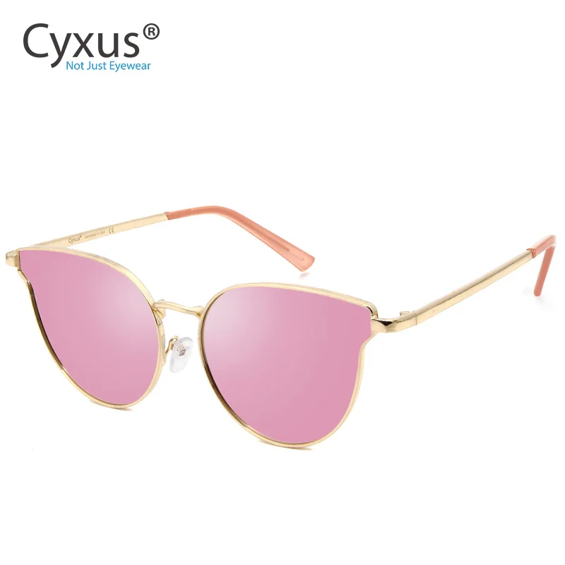 Cyxus UV400 кошачьи глаза поляризованные солнцезащитные очки унисекс, металлические оправы винтажные очки ретро для wo мужчин/мужчин-1817