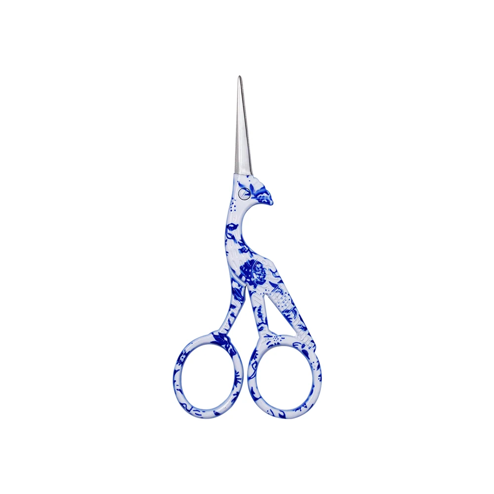 blue flowerporcelain LMDZ 1 шт. 9,5 см антикварные винтажные швейные ножницы в форме цапли из нержавеющей стали ножницы для резки ткани одежды DIY инструмент - Цвет: blue flowerporcelain