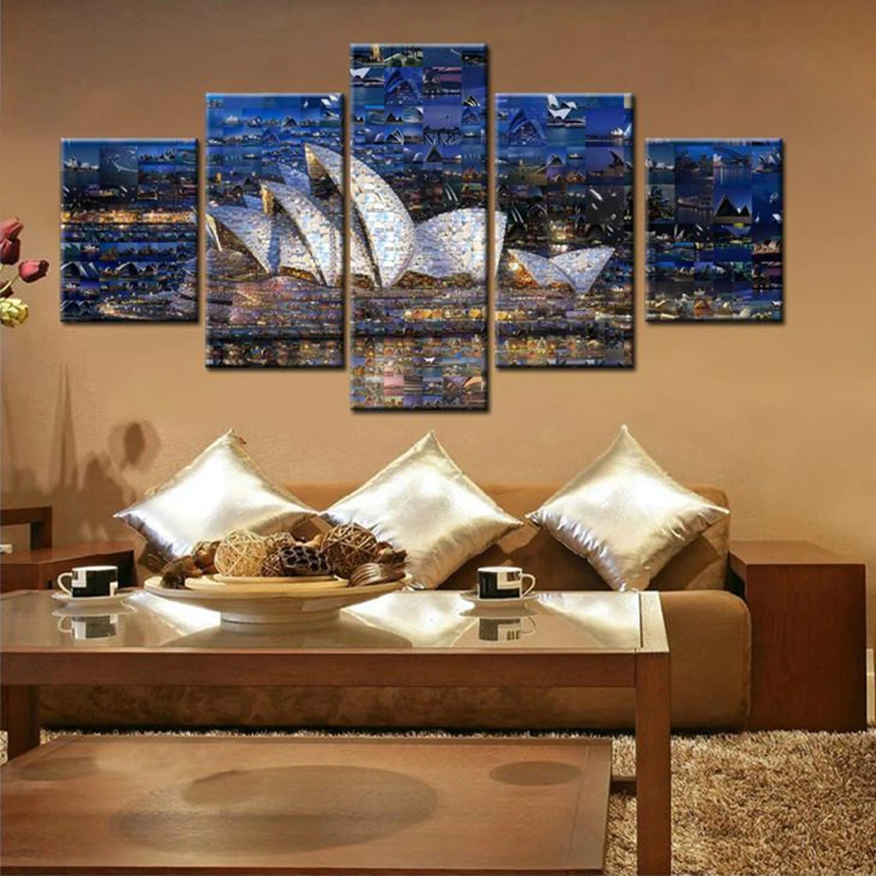 Embelish 5 Pieces Sydney Opera Modern Home Decor Posters For Living Room HD Canvas Landscape Modular Pictures Wall Art | Дом и сад