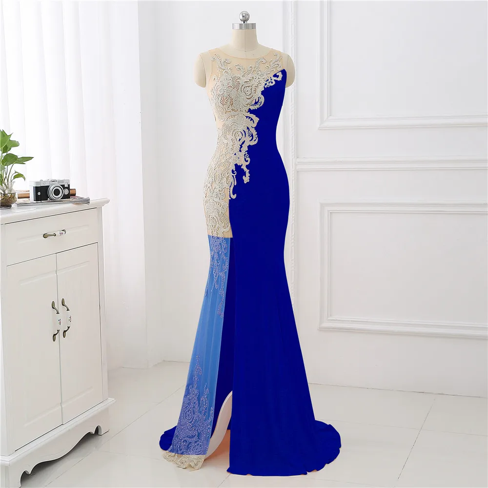 Picture Color Erosebridal, сексуальное, иллюзионное, боковое, Русалка, платье для выпускного вечера, длинное,, Новые Вечерние платья с коротким шлейфом, уникальный кружевной дизайн, разрез спереди - Цвет: Picture Color