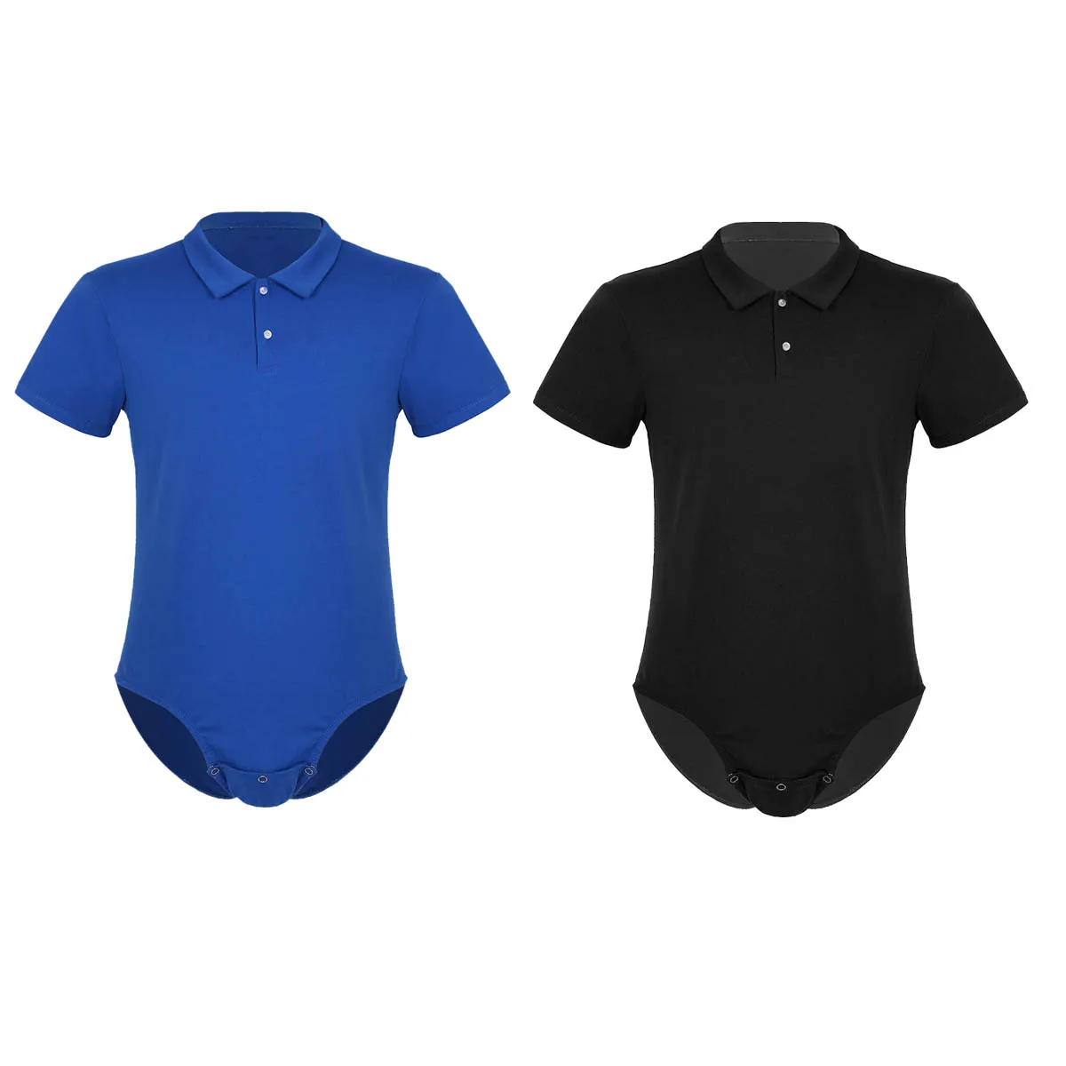 TiaoBug Men Short Sleeves Turn-down Collar Snap Crotch Shirt Bodysuit Romper Pajamas Sexy Male One-piece Casual Shirts Costume | Мужская