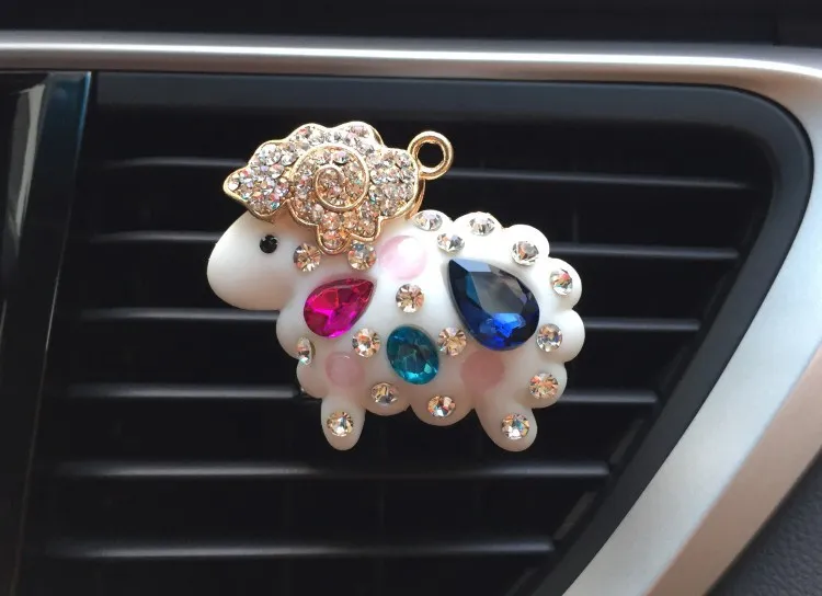 Colorful White Автомобильные аксессуары для девочек, милый Алмазный зажим на вентиляцию, твердый автомобильный парфюм, автомобильный декор, освежитель воздуха, Автомобильные украшения - Название цвета: Colorful White