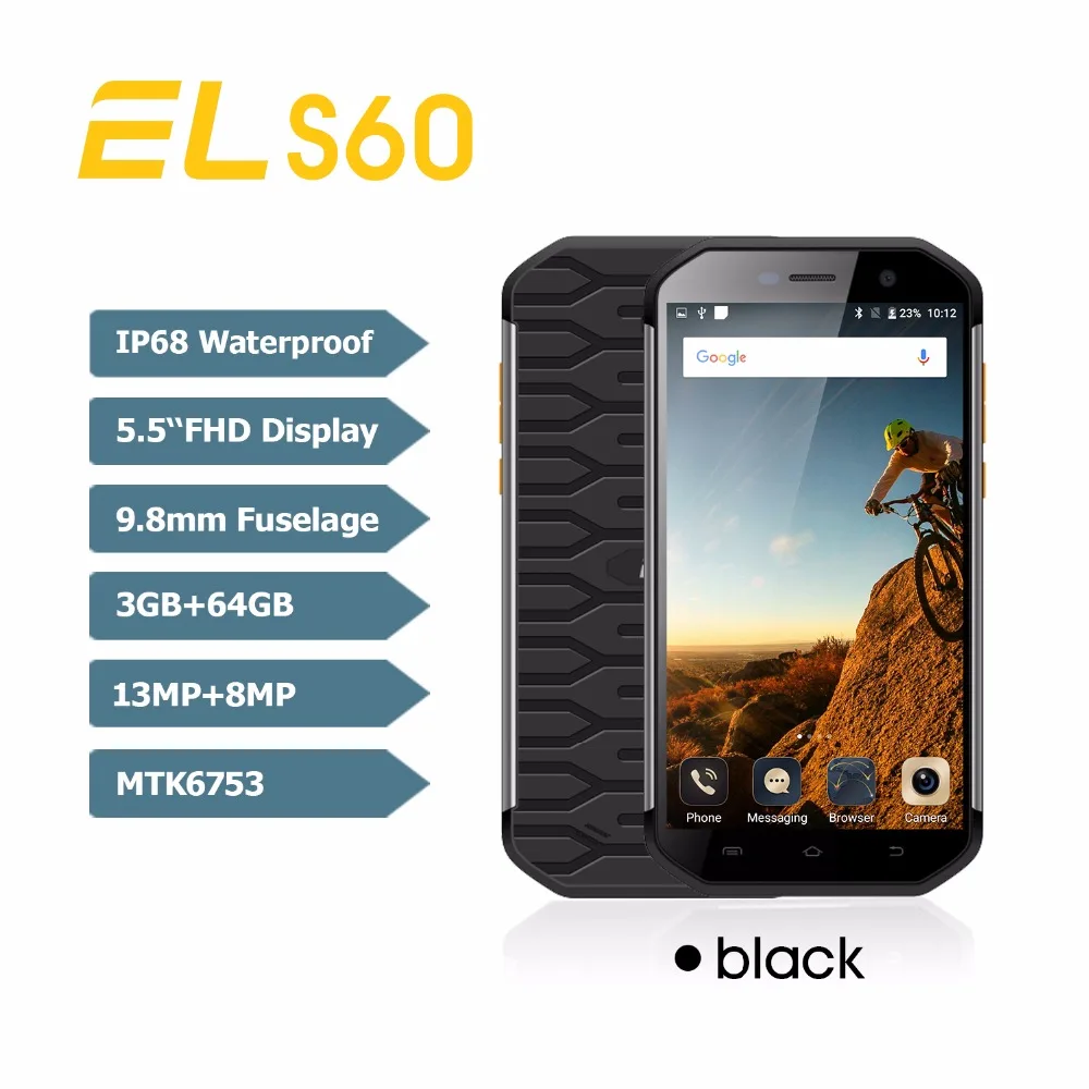 E & L S60 IP68 водонепроницаемый мобильный телефон с отпечатком пальца 5 дюймов Android 7 0