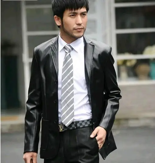 Куртка из искусственной кожи черного и коричневого цвета мужской костюм куртка