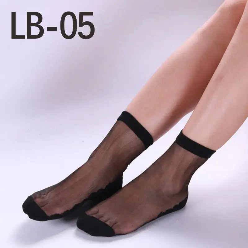 3211LB-05hei Sexy fishnet Women Lace Ruffle Soft Comfy Sheer Silk Elastic Mesh Knit Frill Trim Transparent Ankle funny socks 1pair=2pcs 3211 - Цвет: 3211LB-05hei