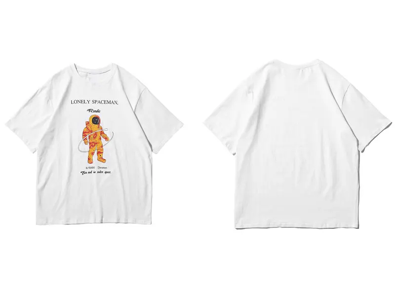 Lonely космонавта принт мужские футболки Harajuku Повседневное Swag футболки для повседневной носки мужской моды хип-хоп короткий рукав