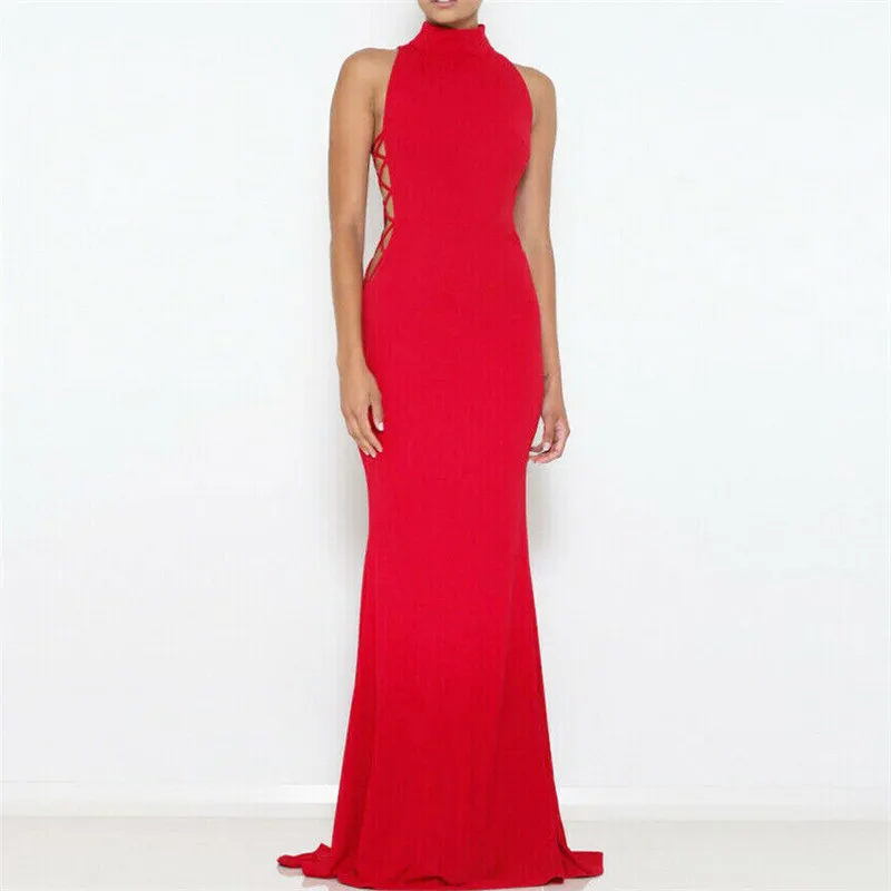 Женское длинное платье-Русалка Boho Maxi Club Красное Длинное Платье для вечеринки