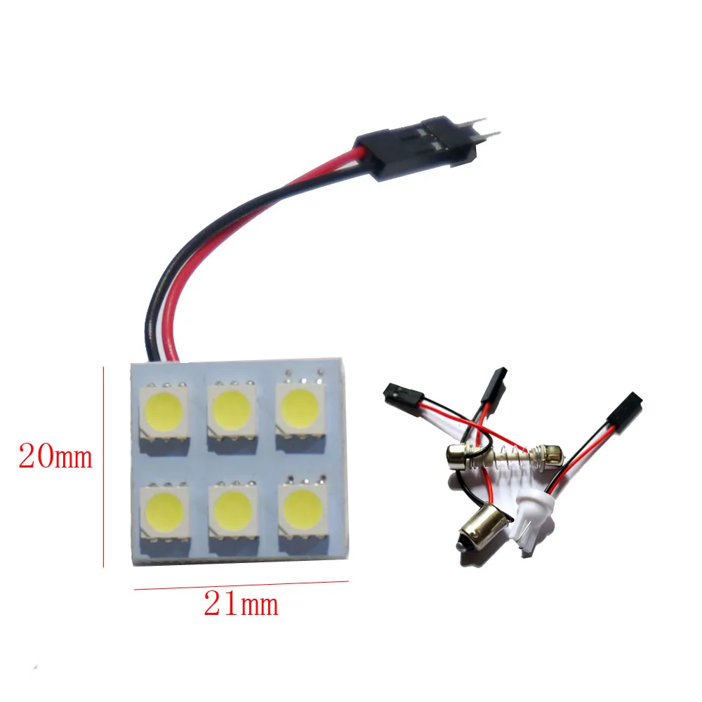 6 LED 1 Набор, автомобильный Панель чтения карты лампа 5050 для детей от 6 до 12 лет 15 20 24 48 светодиодный SMD купольный интерьерная лампа на крышу огни BA9S T10 C5W переходник для фестона 12V - Испускаемый цвет: 6 LED
